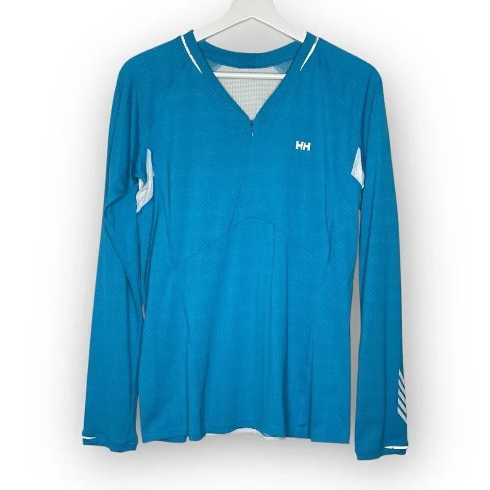 Helly Hansen Long Sleeve Top Teal Blue Lifa 1/4 Zip V-Neck Women’s Size Medium